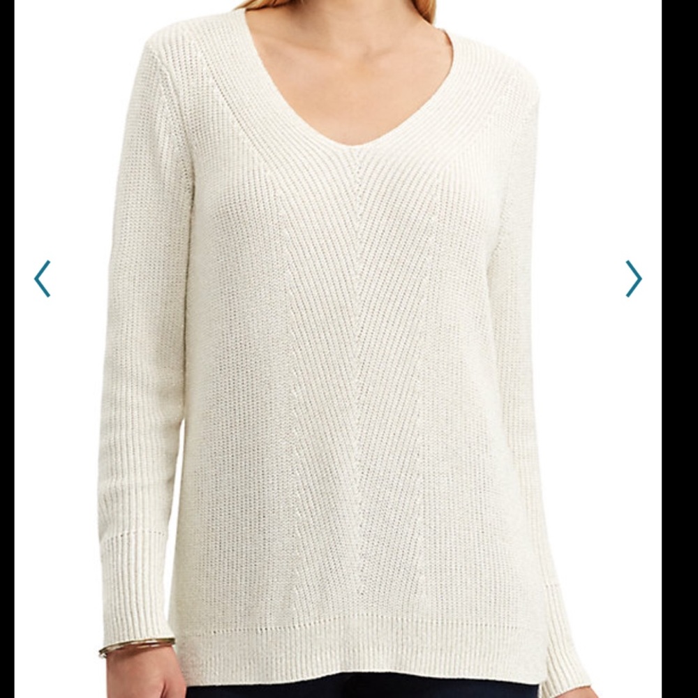 Chaps Knit Chevron V Neck Sweater NWT